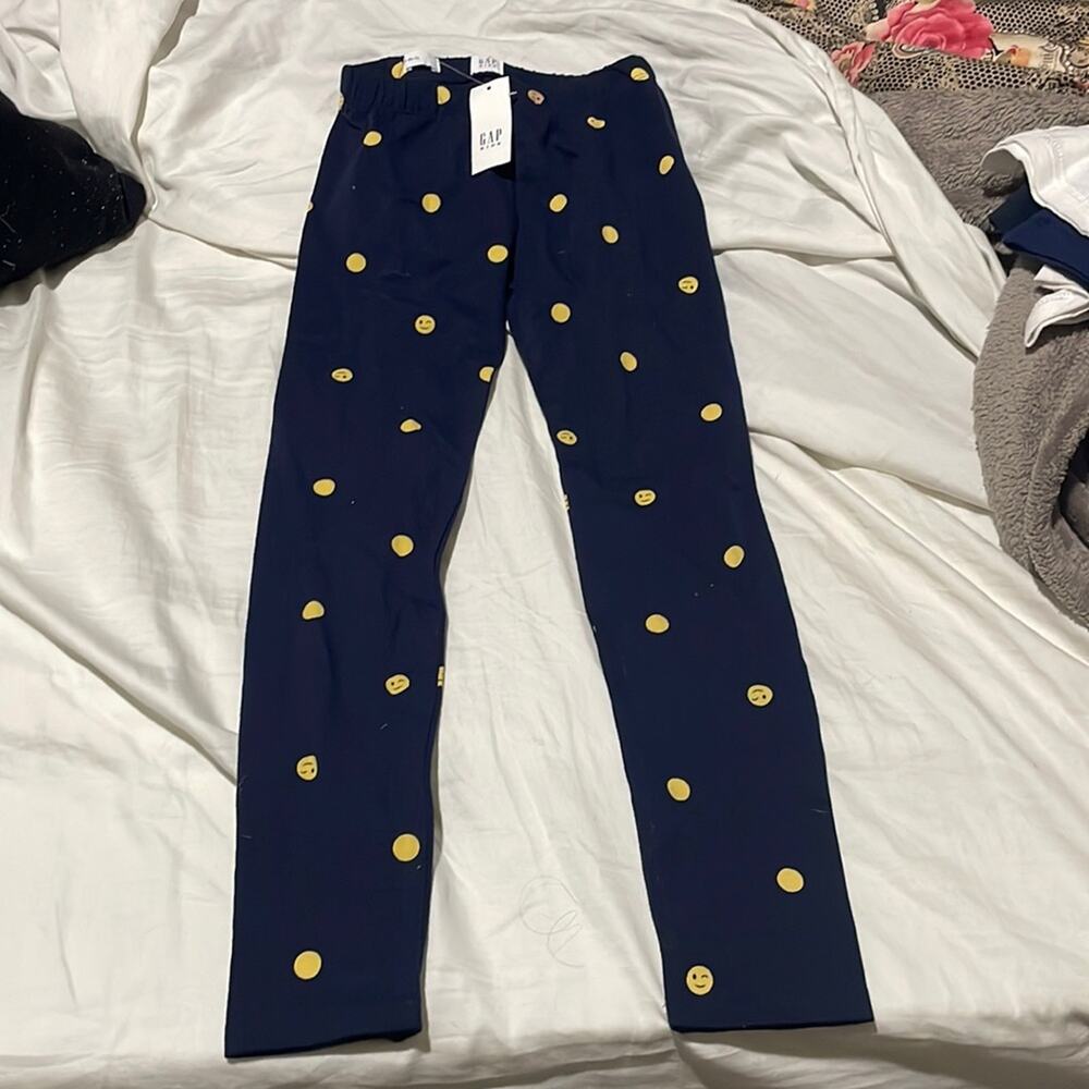 The gap 6/7 s navy blue smiley face emoji legging stretchy nwt perfect unworn